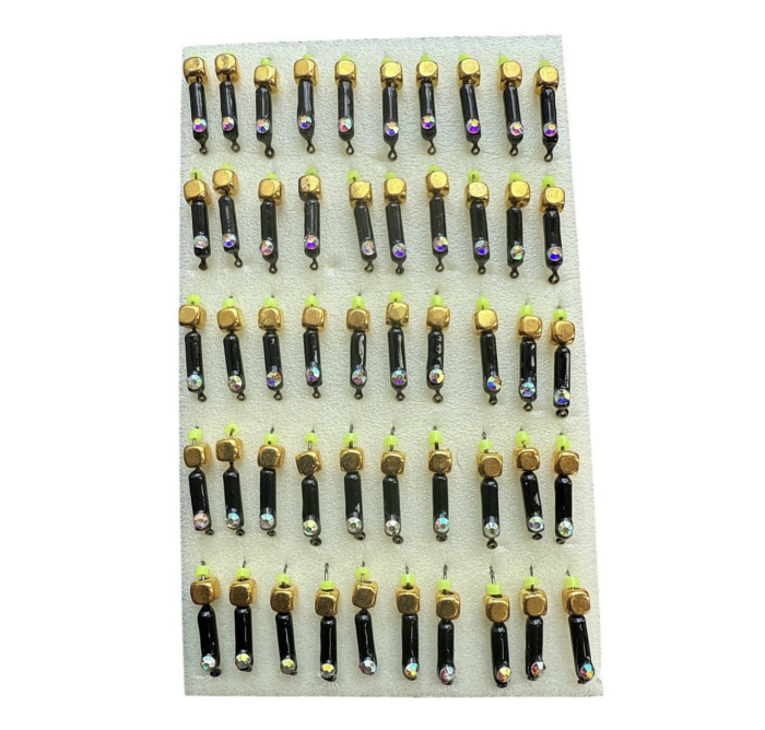 Мормишка Вольфрамова "Латишка" Гвоздик - Котяче око з кубиком золото - 0,5 г - МК1109