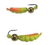 Мормишка Вольфрамова "Латишка" Личинка опариша - З кулькою золото - Ø2,6 мм - 0,6 г - Салатово-червоний - Латвія