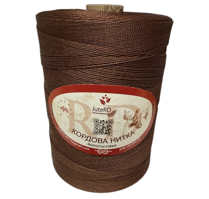 Нитка кордова (капронова) - вологостійка - Ø0,8 мм - темно-коричневий - 1 кг