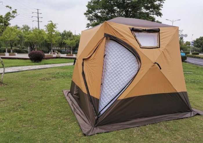 Намет-куб зимовий чотиришаровий Mircamping 2019 - 4-місний - Мобільна лазня з підлогою - Сіро-Помаранчева