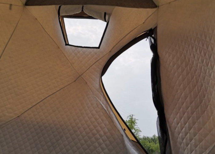 Намет-куб зимовий чотиришаровий Mircamping 2019 - 4-місний - Мобільна лазня з підлогою - Сіро-Помаранчева