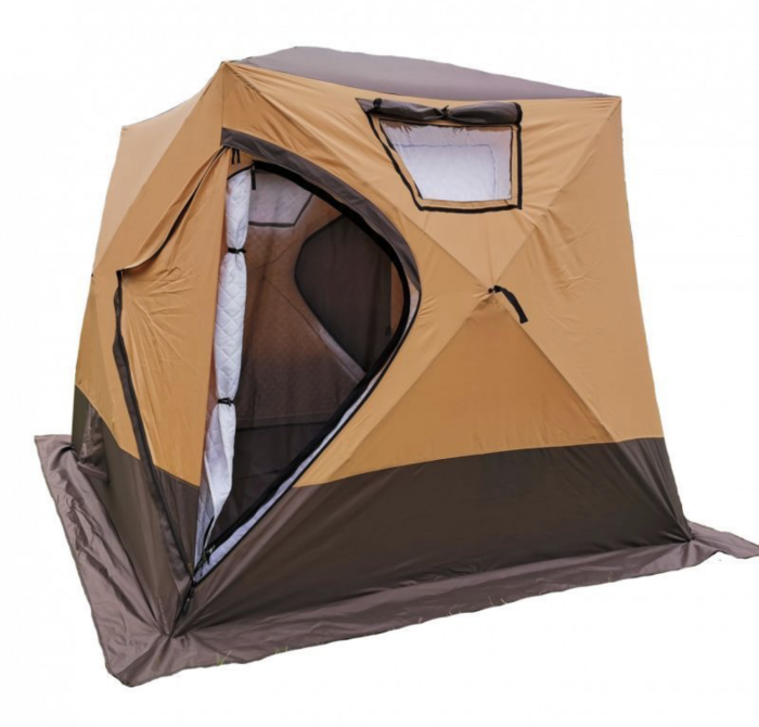 Намет-куб зимовий чотиришаровий Mircamping 2019 - 4-місний - Мобільна лазня з підлогою - Сіро-Помаранчева