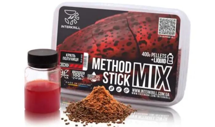 Пеллетс Interkrill Method Stick Mix 400 г + Ліквід Кріль-Полуниця 50 г