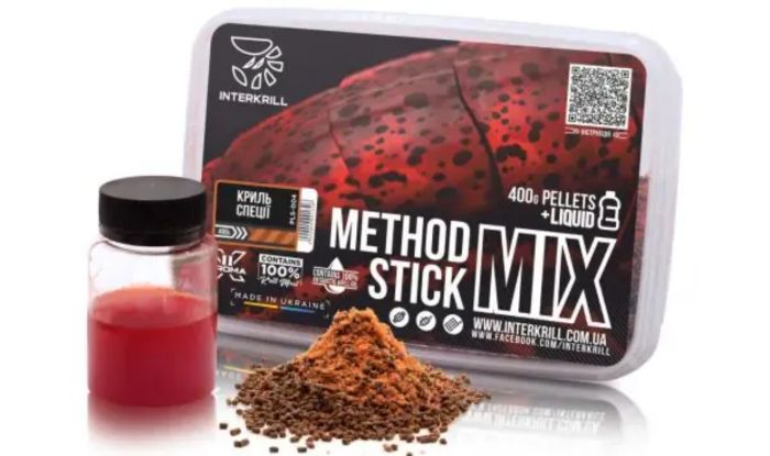 Пеллетс Interkrill Method Stick Mix, 400г + Ліквід Кріль-Спеції 50 г