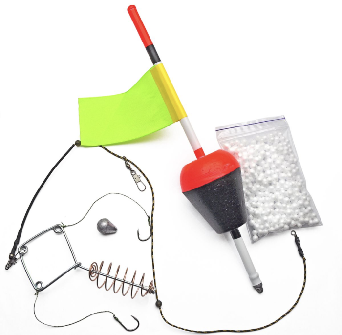 Вбивця товстолоба Супутник - Готова снасть: Годівниця-пружина, 2 гачки, прапорець